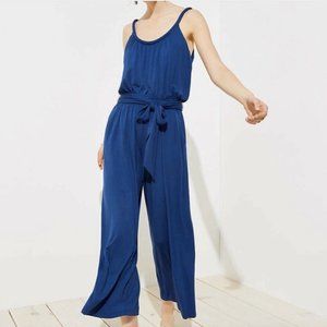 Breezy Blue Wide Leg Tie-Waist Loft Jumpsuit